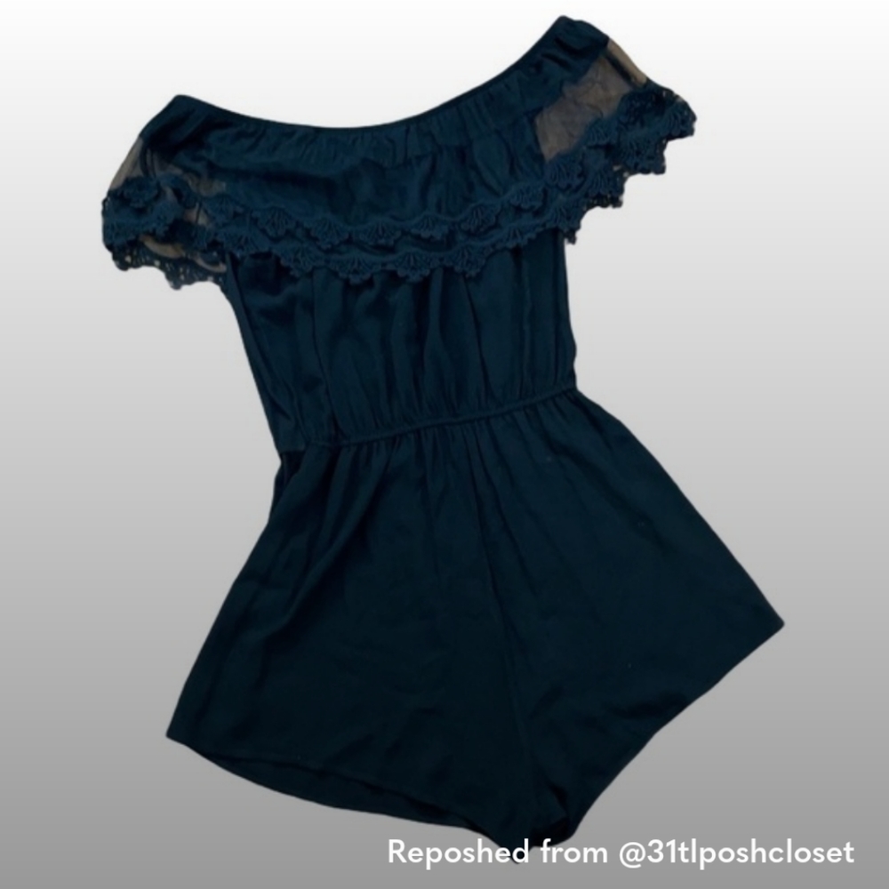 Forever 21 Black Romper with Lace Trim